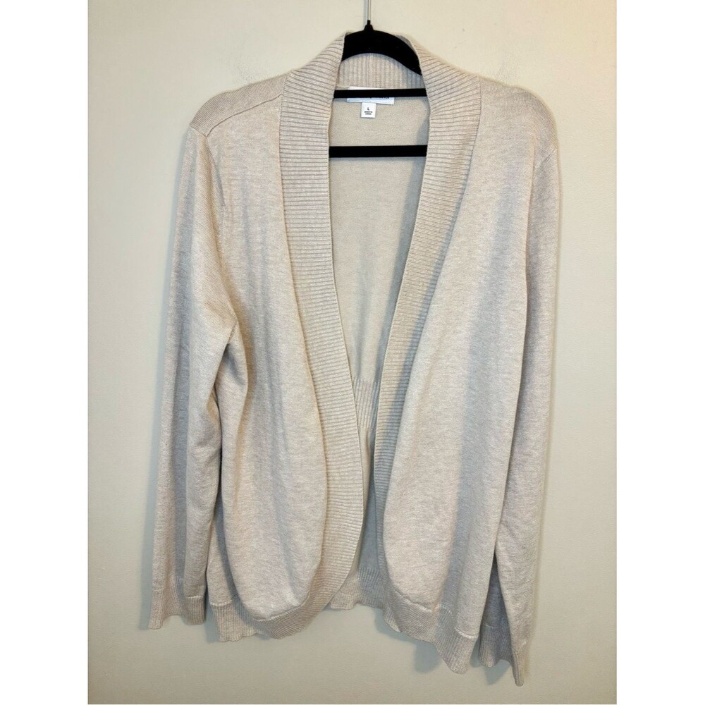 Kim Rogers Beige Open Front Cardigan Sweater Large